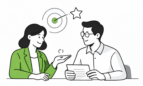 Line-art illustration representing business alignment.