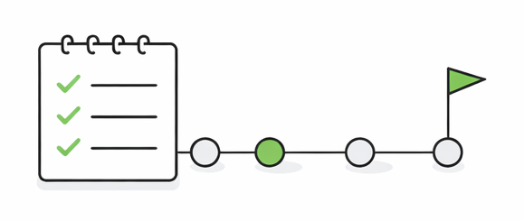 Line-art illustration representing agile delivery and project visibility.
