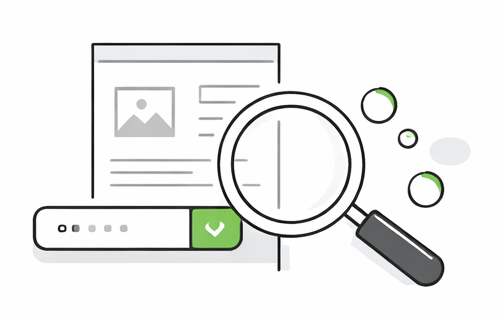Line-art illustration representing testing, CI, and safe delivery.